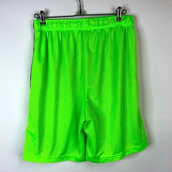 MTA sport shorts mesh neon green long pull-on Medium - Picture 2 of 5